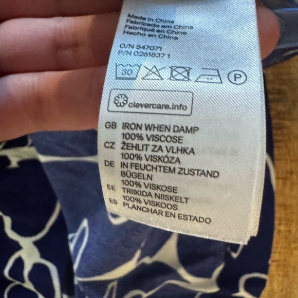 Vintage H&M Navy indigo purple and White faux Wrap floral A line Dress - Picture 4 of 7